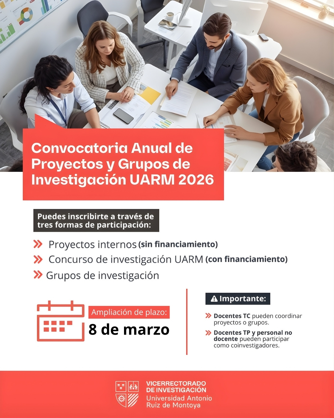 Convocatoria Anual de Proyectos y Grupos de Investigación UARM